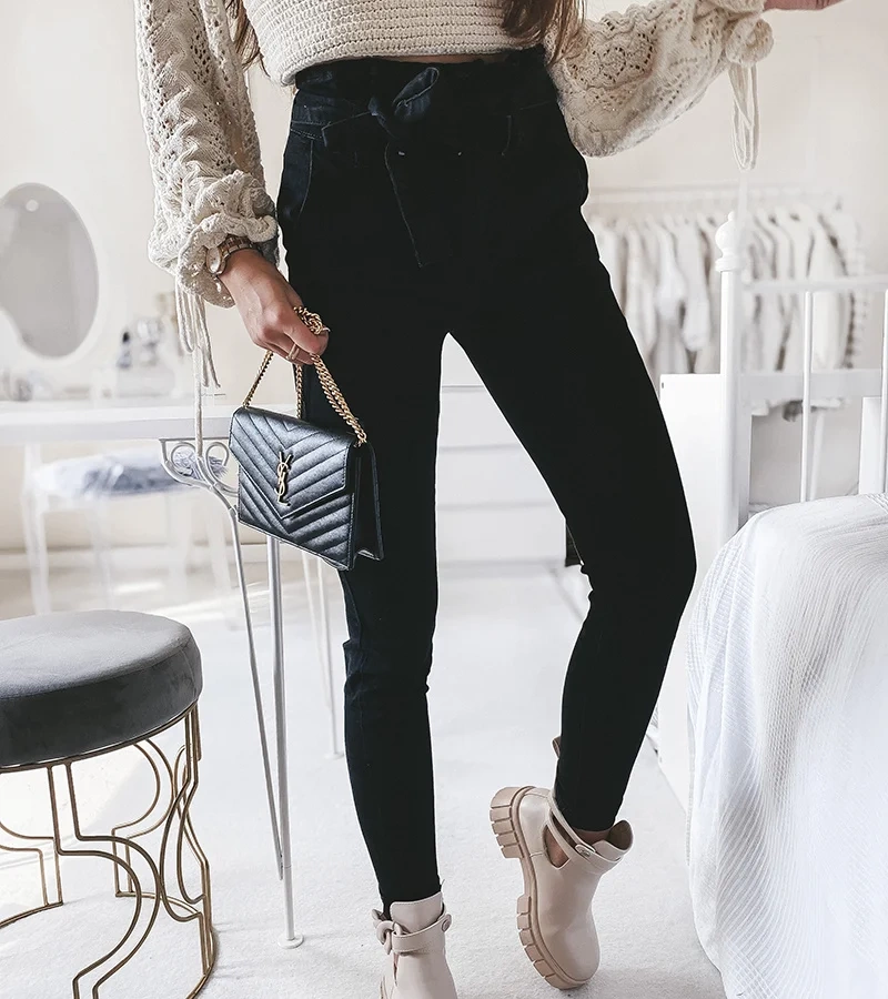 Černé džíny s vysokým pasem Lamar