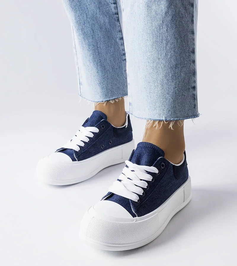 Tmavě modré tenisky na platformě Josseaume