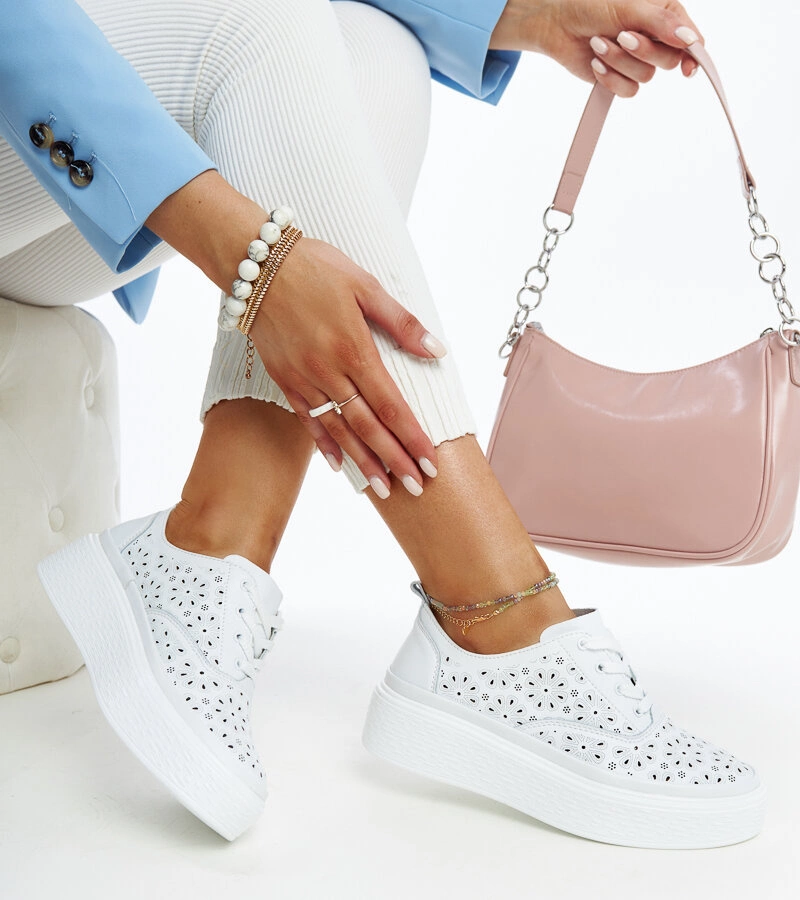 Bílé prodyšné kožené tenisky Maisa