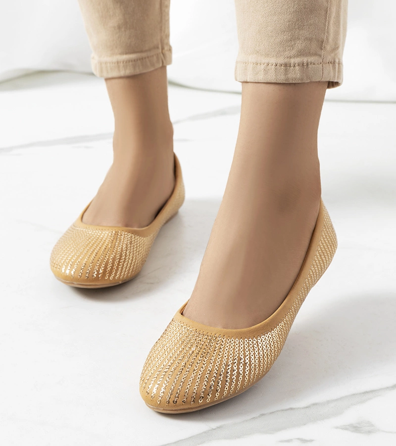 Hnědé flitrové baleríny Hirane