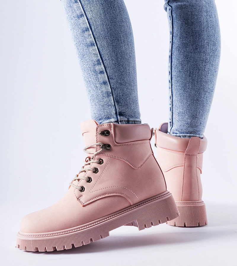 Růžové izolované vázané pracovní boty Aranova