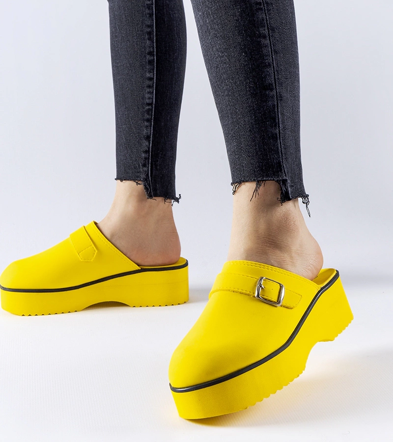 Žabky na vysokém podpatku 90-1691 YELLOW