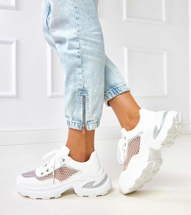 Bílé tenisky na platformě s kamínky Inga