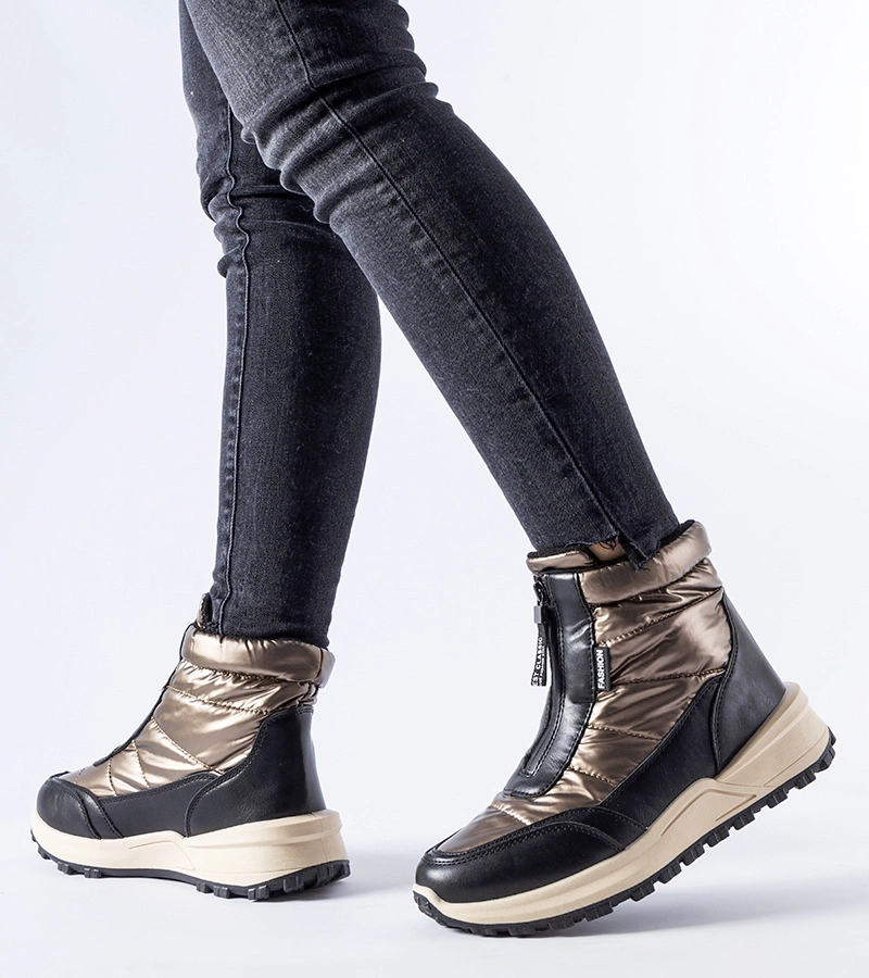 Hnědé zateplené sněhule se zipem Ritter