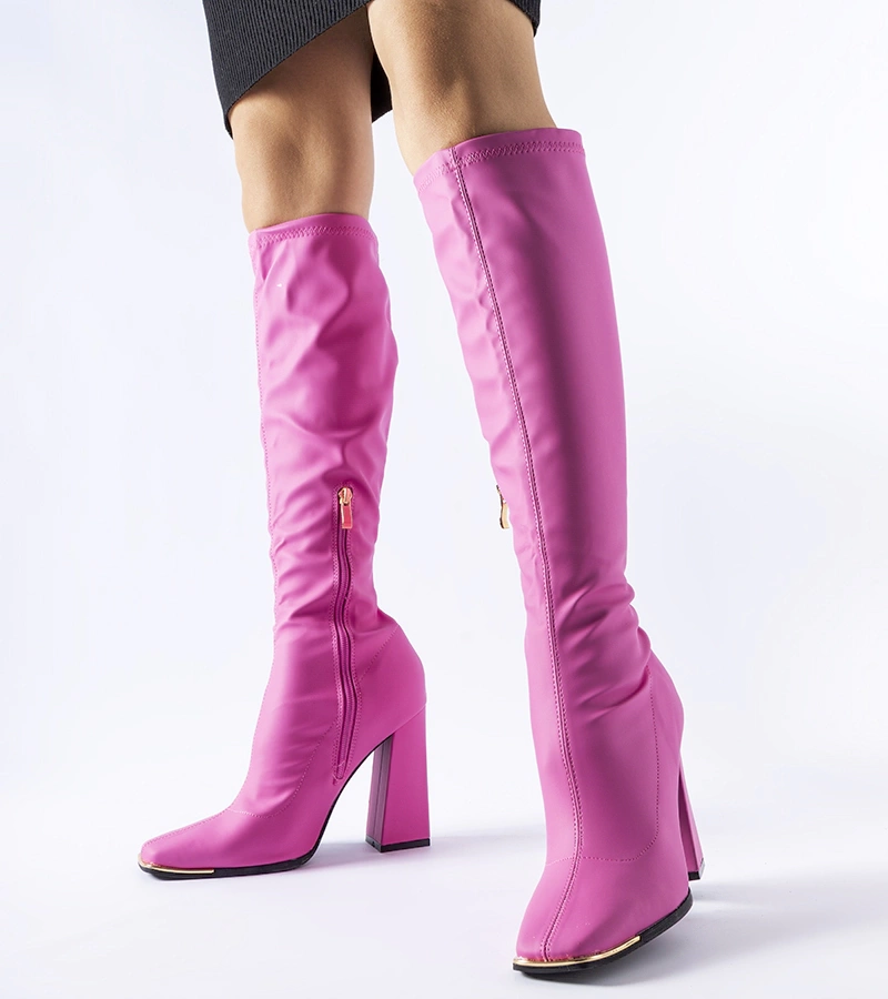 Růžové kozačky na masivním podpatku Alvorada