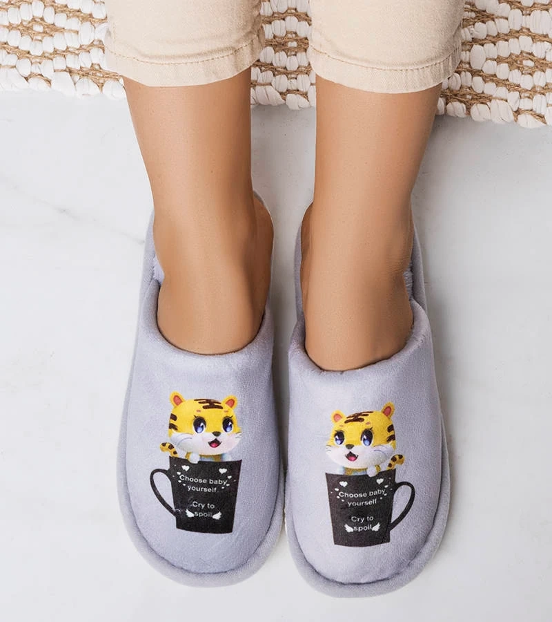 Šedé měkké pantofle Catcup