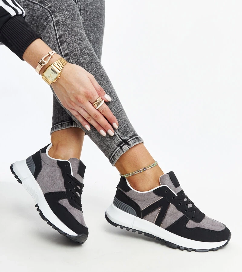 Černo-šedé tenisky na platformě Sanela