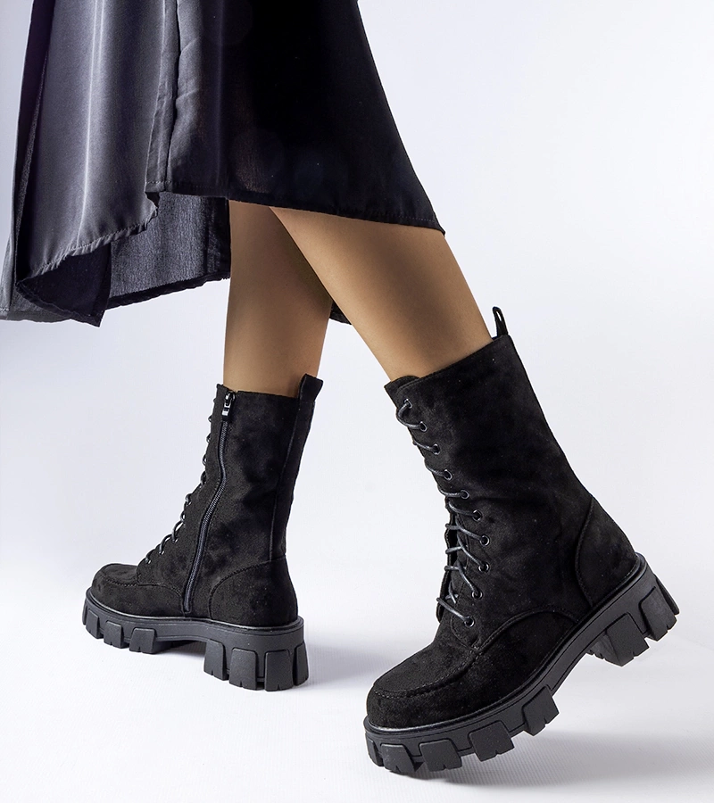 Černé ekosuédové pracovní boty s podrážkou Ines