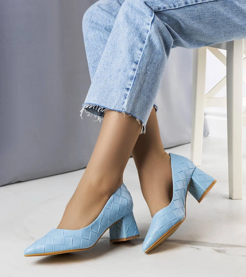 Modré lodičky Migne na podpatku