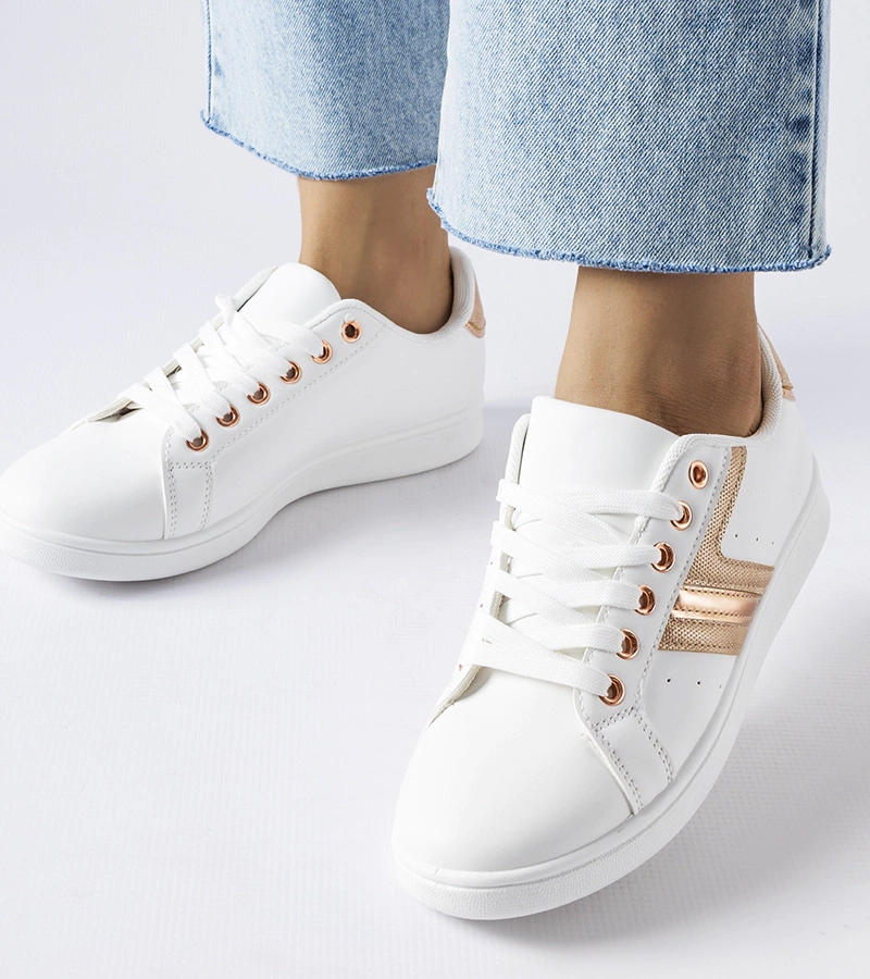 Bílé tenisky s akcentem růžového zlata Rizzo