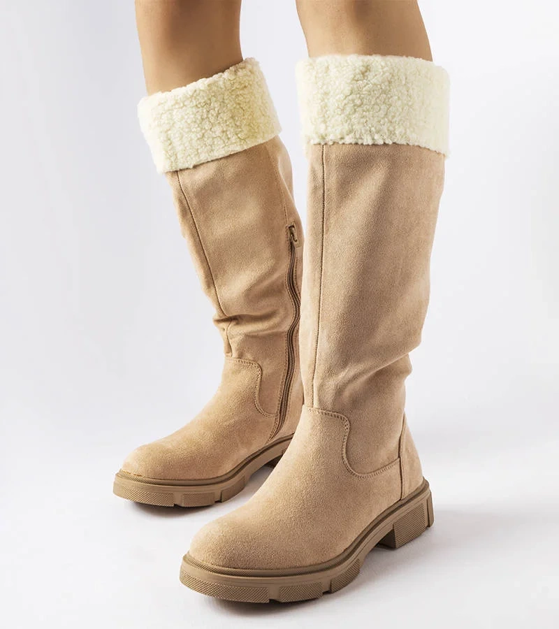 Béžové boty z eko semiše Erin