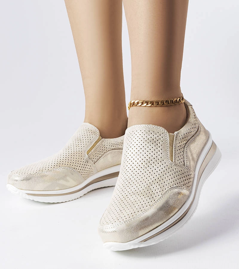 Zlaté ažurové tenisky Rhéaume na podpatcích