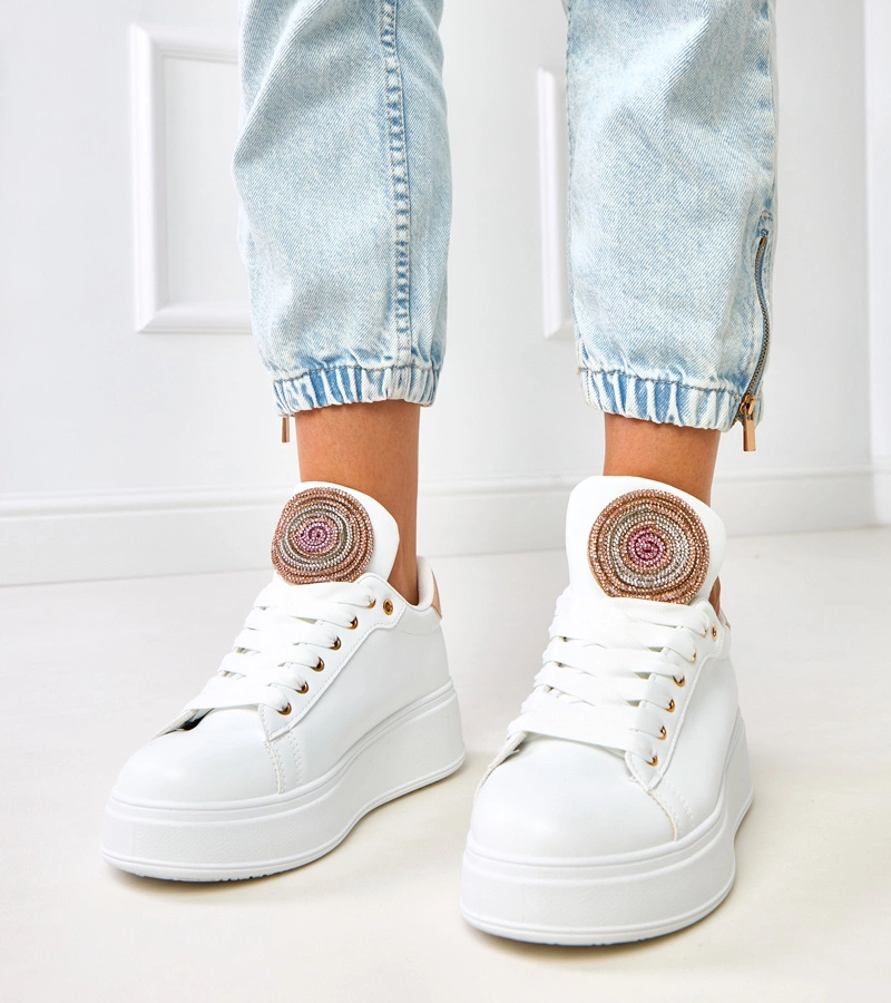 Bílé tenisky na platformě se zlatou vsadkou Bethany