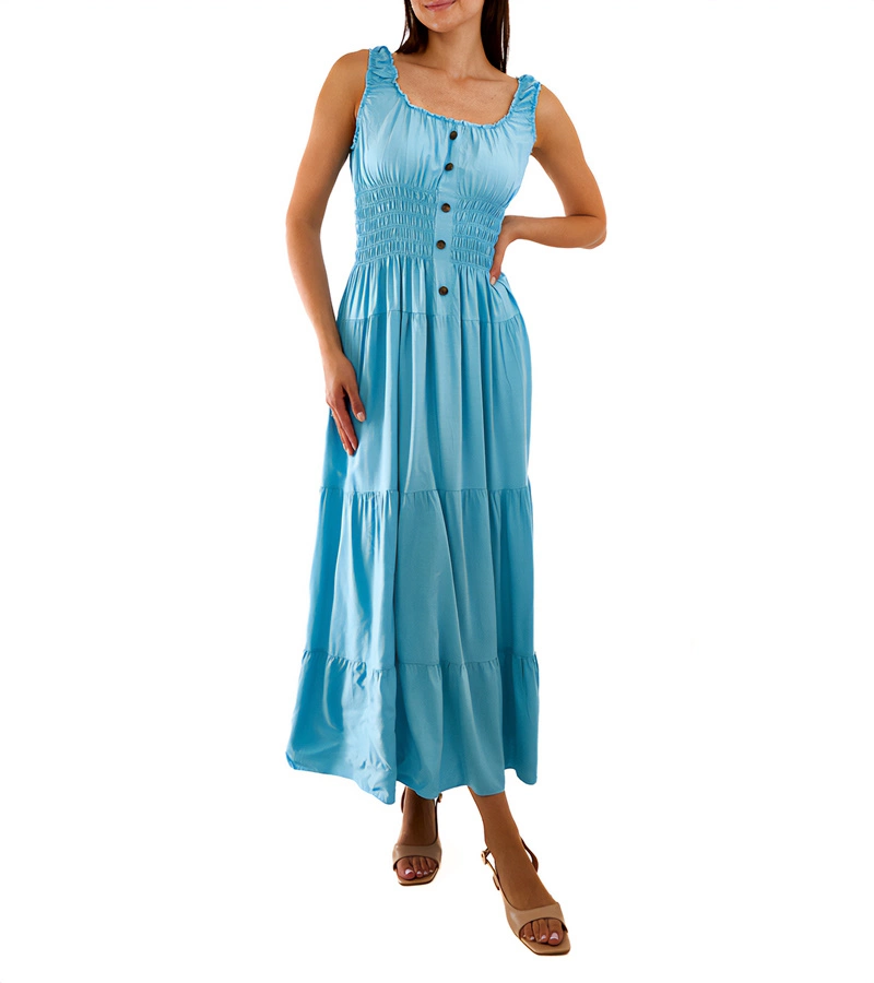 Modré šaty s řasením Atiye