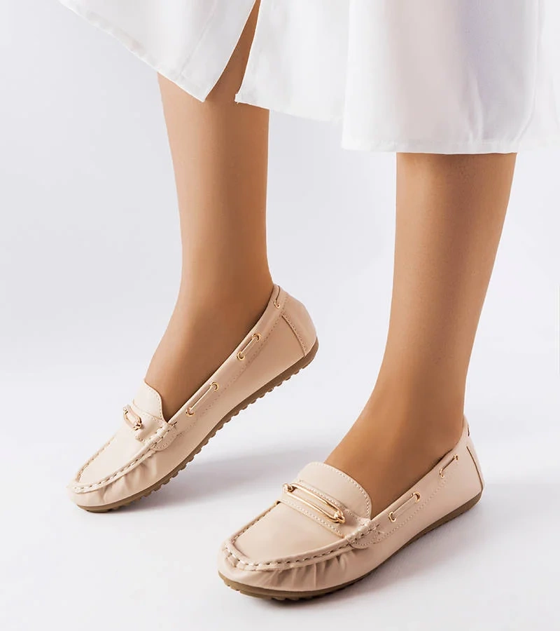 Béžové mokasíny zdobené aplikací Seattle