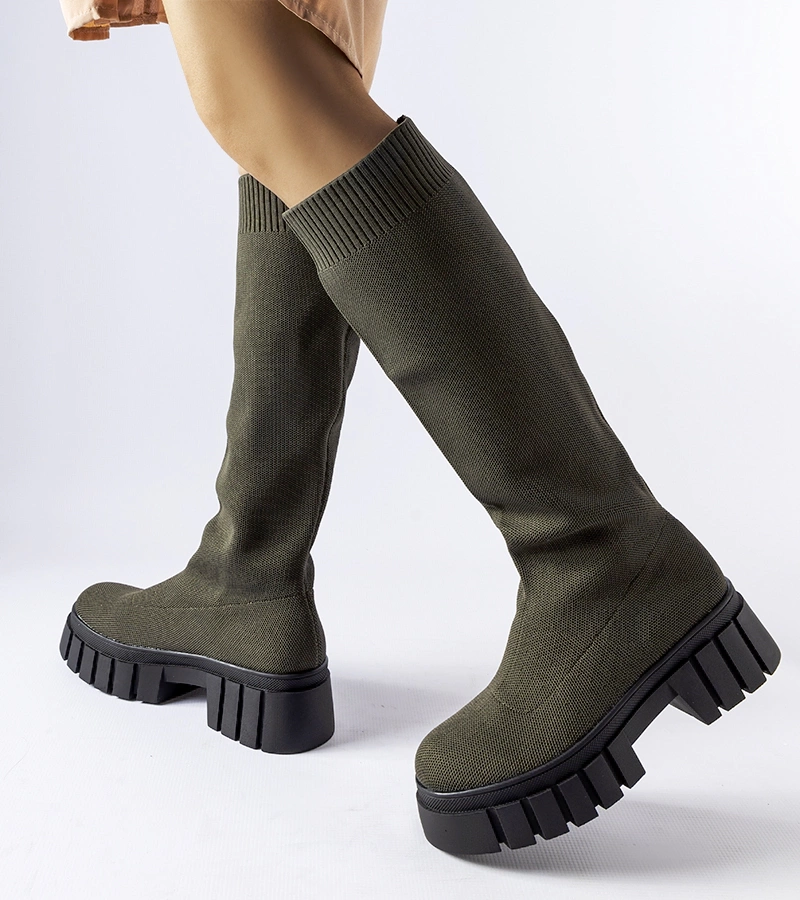 Zelené kozačky s pružnou holení Maroun