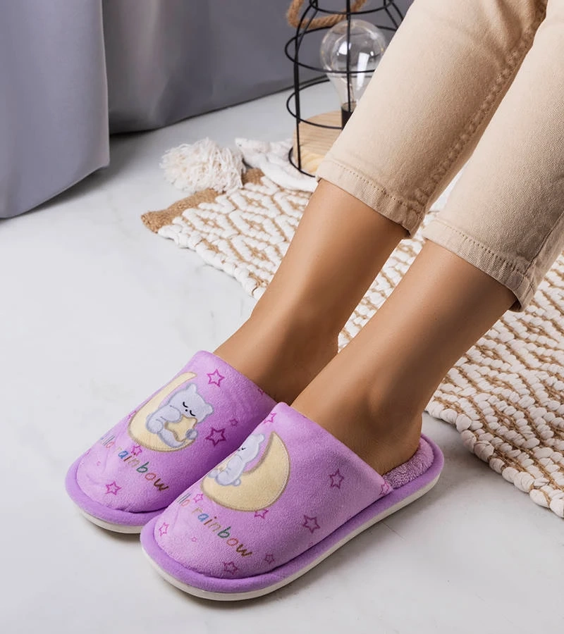 Fialové měkké pantofle Duhový měsíc