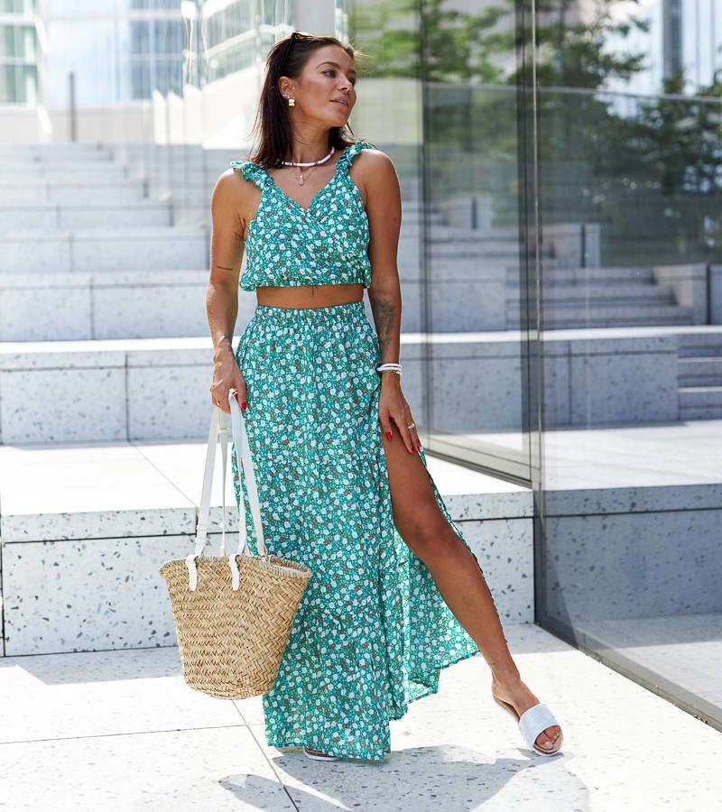 Zelená souprava s topem a sukní Alvisa