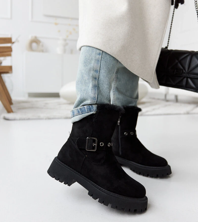 Černé zateplené botky z ekokože Arturo