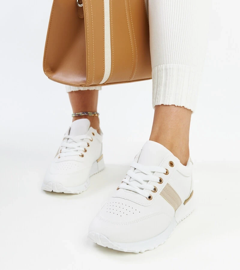 Bílo-béžové tenisky na gumové platformě Nihad