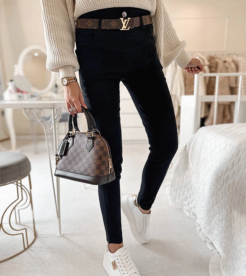 Černé legíny zdobené knoflíky Clémence