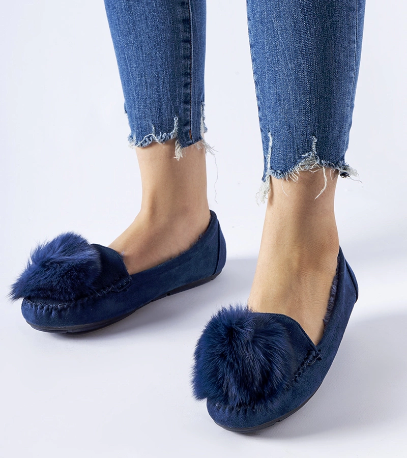 Temperované tmavě modré pantofle s mašlí Marchetti