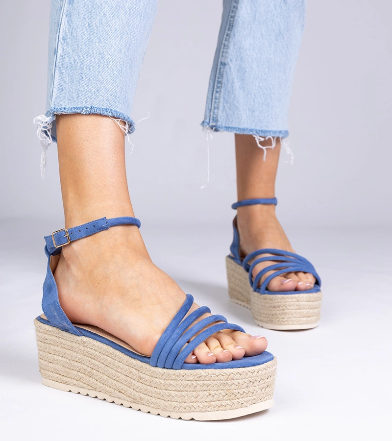 Modré sandály espadrilky na platformě Panola