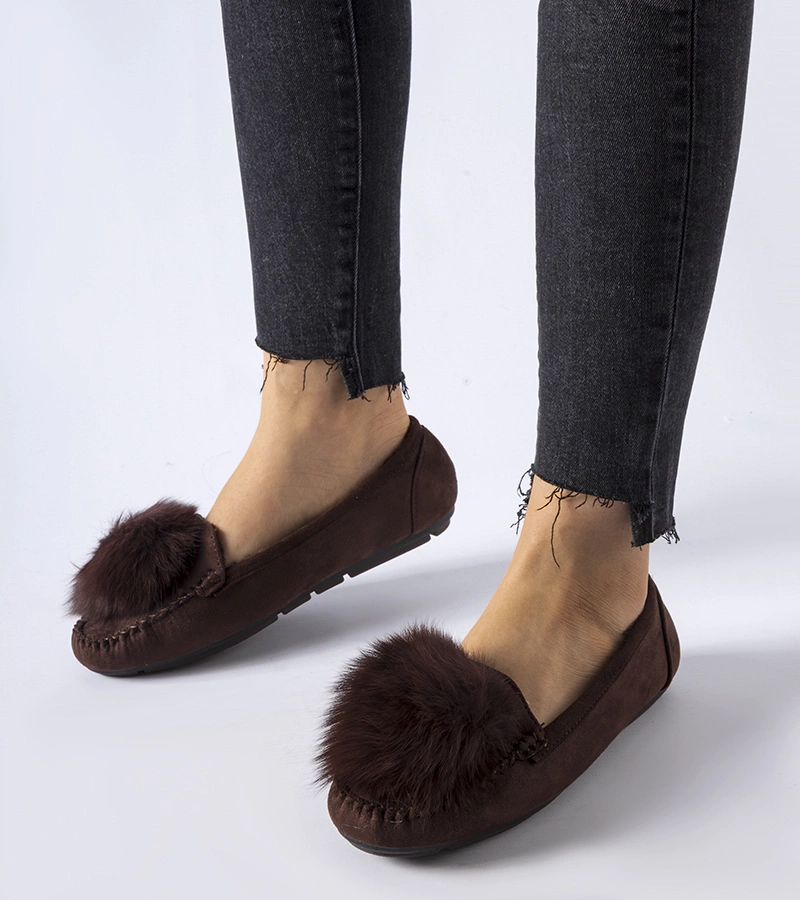 Hnědé zateplené pantofle s mašlí Marchetti