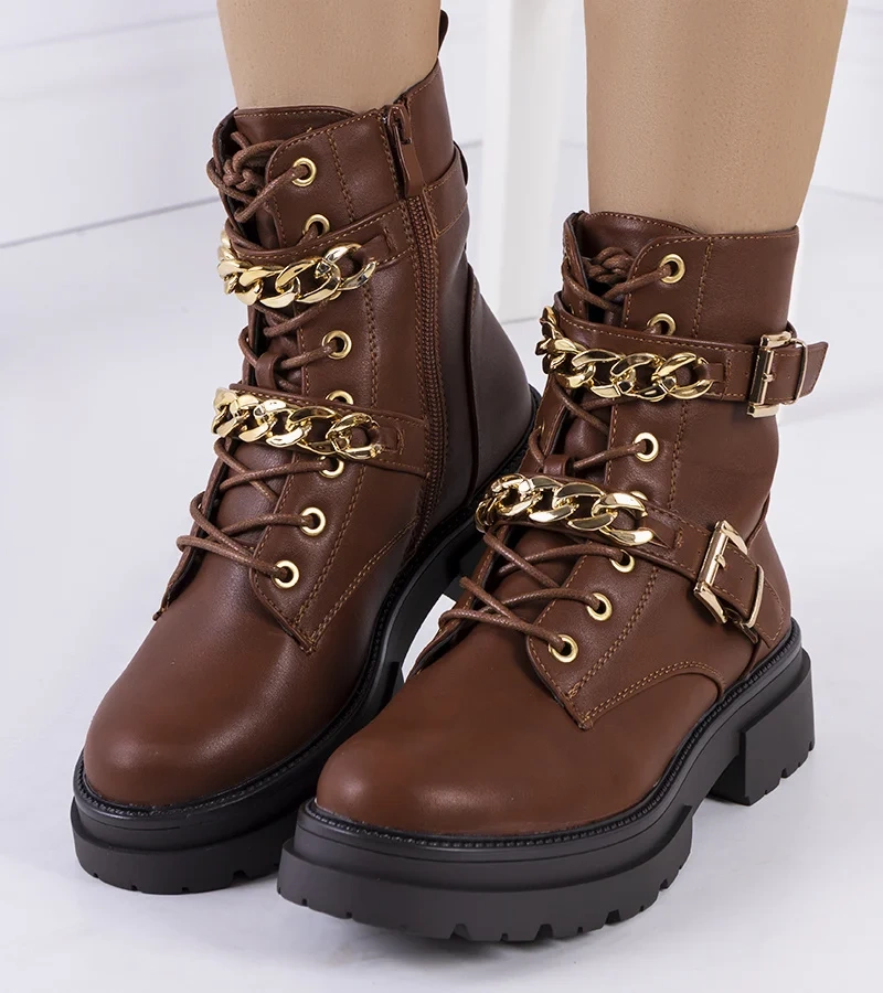 Hnědí trapeři s řetězy Corinna