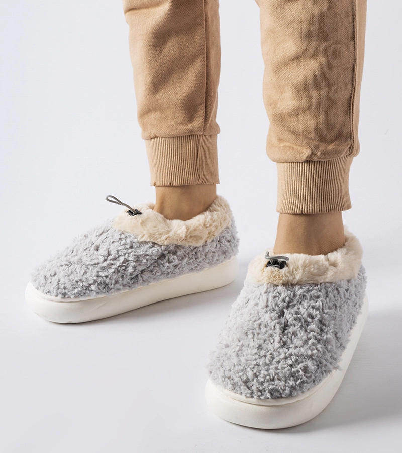 Šedé teplé pantofle s zakrytou patou Aurelio
