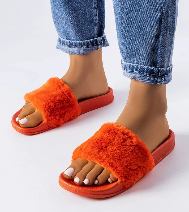 Oranžové žabky s kožešinou Raffaele