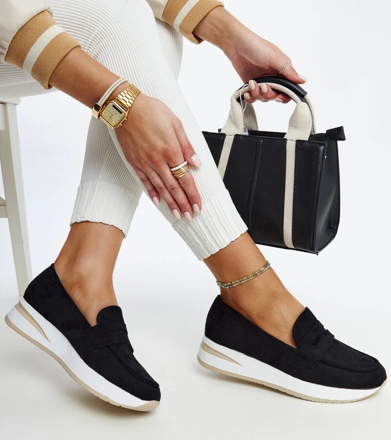 Černé semišové polobotky Venla