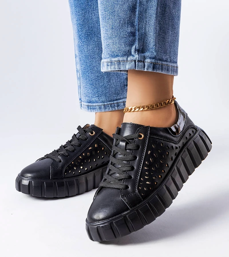 Černé tenisky se zlatými vložkami Patch