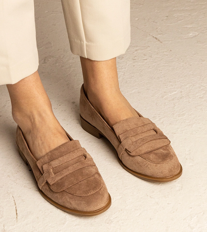 Hnědé dámské klasické mokasíny z ekosemiše Laiza