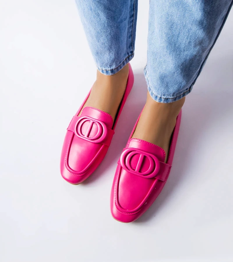 Růžové mokasíny s přezkou Poissonnier