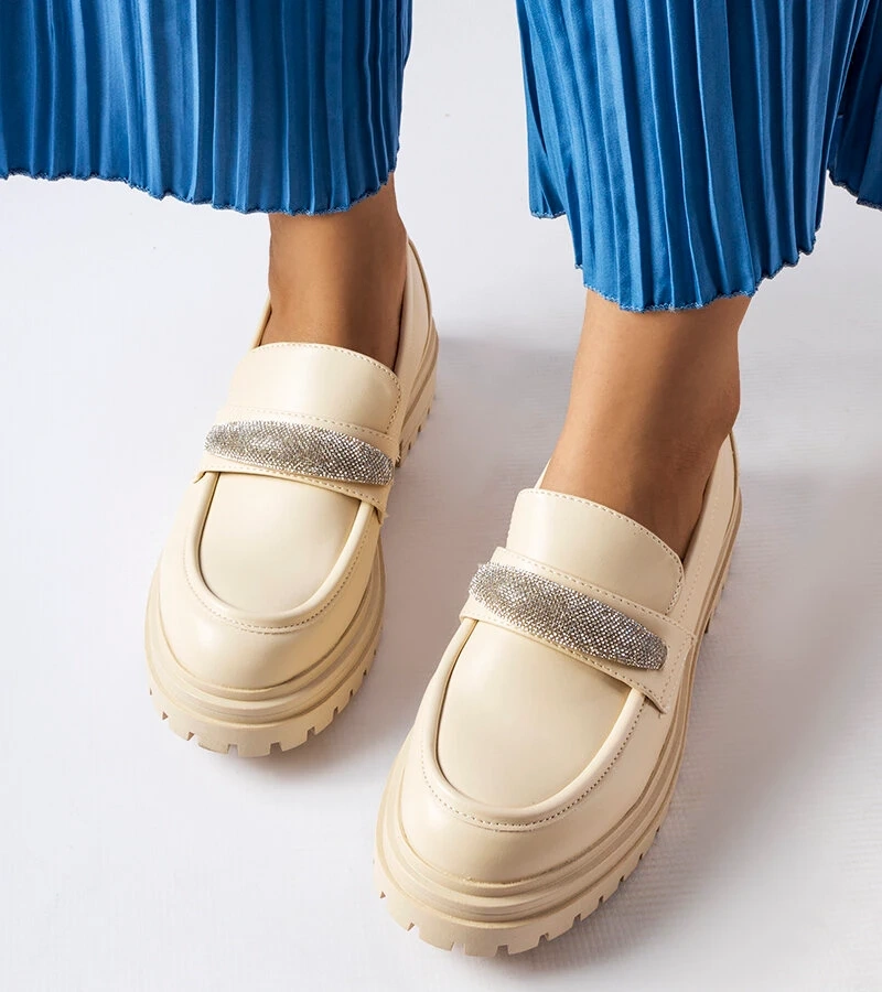 Bežové mokasíny s kubíky Hartford