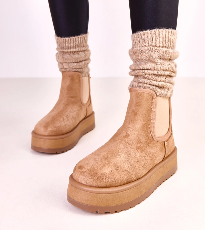 Tmavě béžové nízké sněhule s elastickou vsadkou Nancey