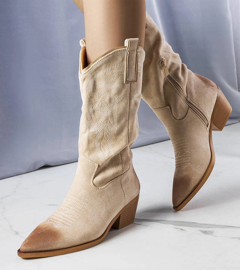 Kovbojské boty Routhier z béžového ekokůže