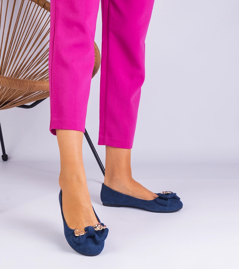 Tmavě modré klasické baleríny s mašlí Merasol