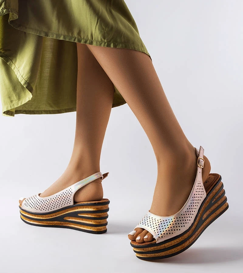 Béžové espadrilky Griner na podpatku