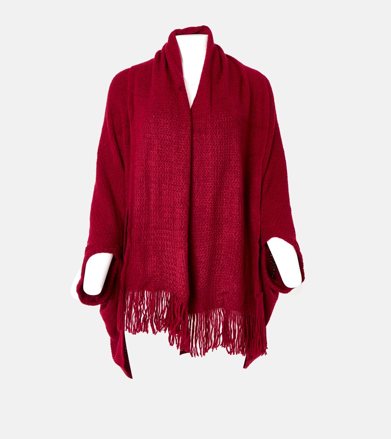 Vínový přehoz s třásněmi Noah