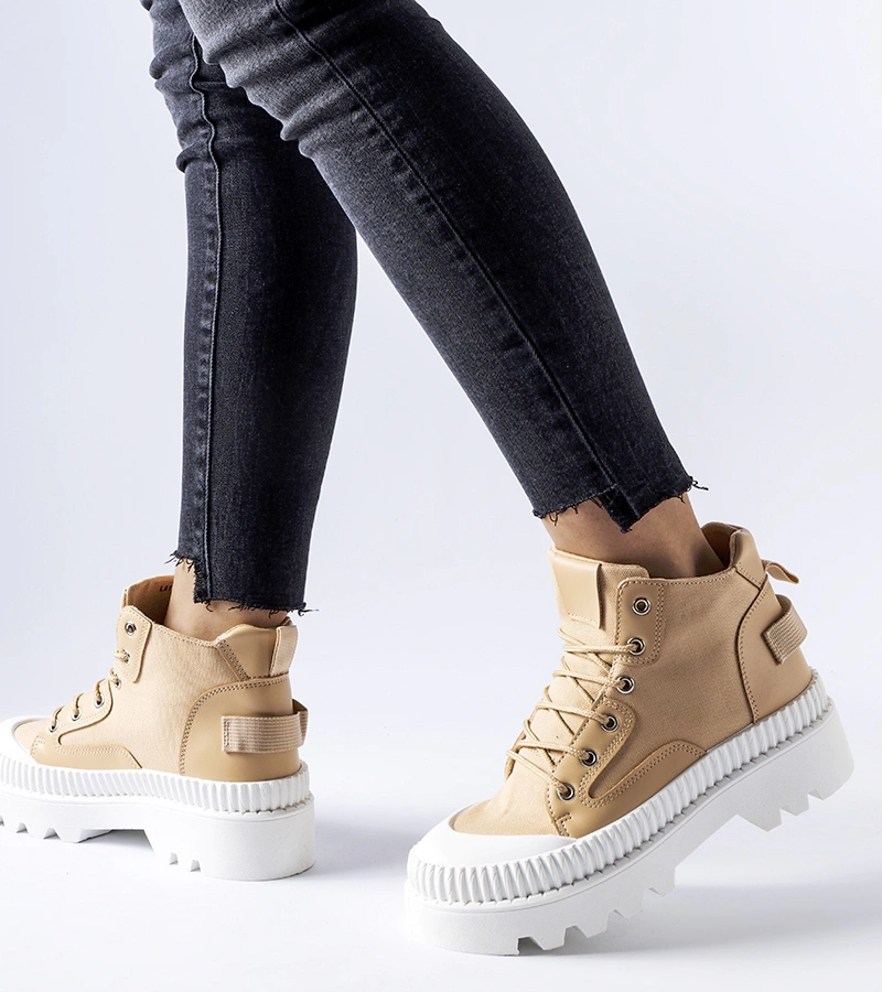 Tmavě béžové tenisky na platformě Grotta