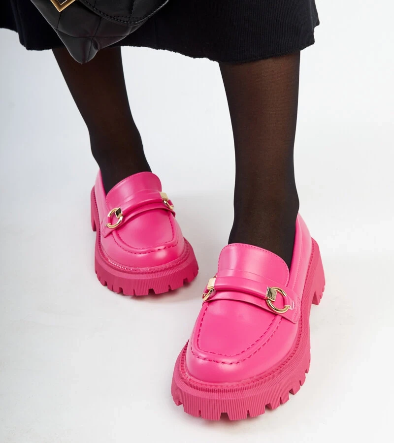 Tmavě růžové mokasíny s přezkou Lasima