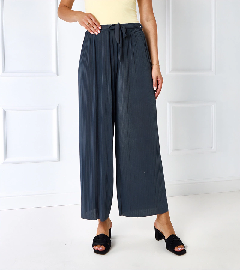 Šedé plisované kalhoty Claudette