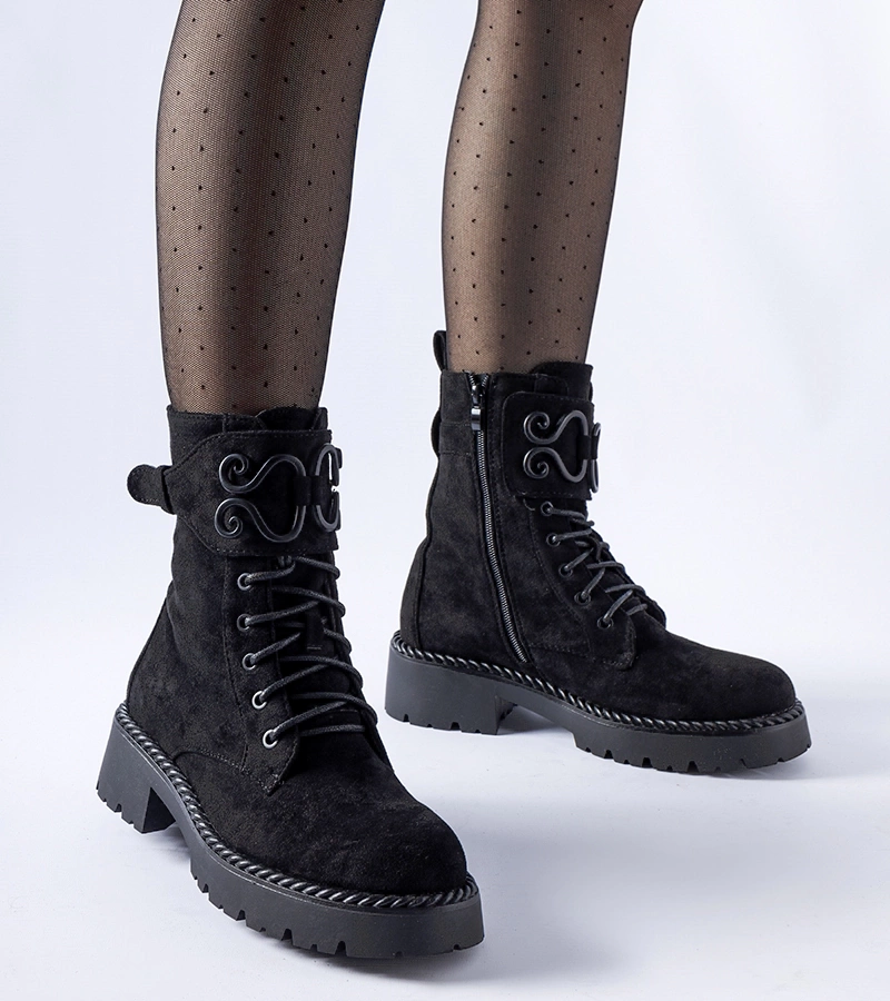 Černé ozdobné workery eko-zamsz Castore