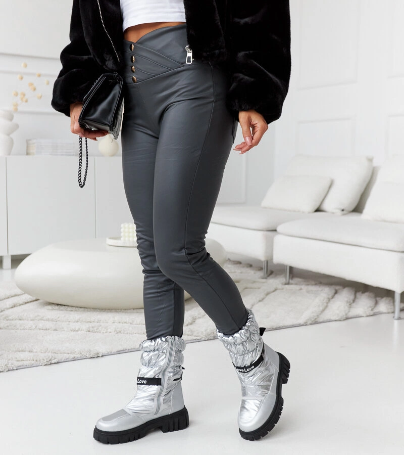 Šedé zateplené legíny Djor D95530 GREY