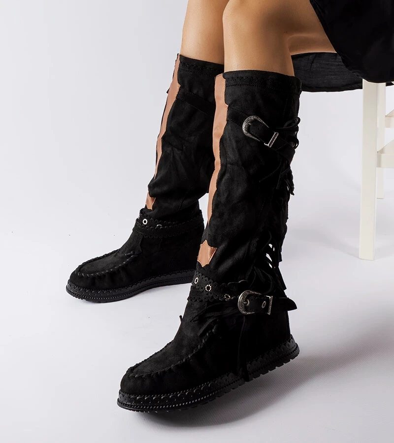 Filibertovy černé boty na krytém podpatku