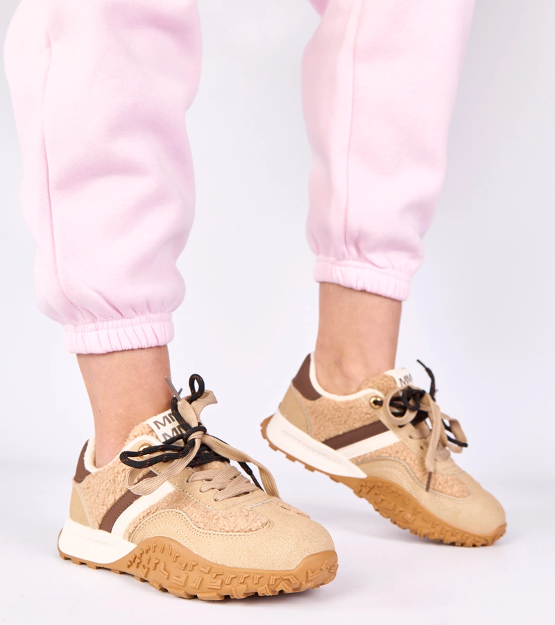 Béžové zateplené tenisky s kožíškem Sanna