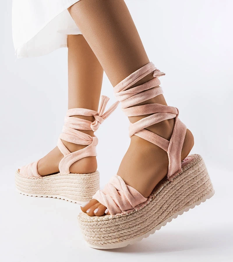 Růžové espadrilky Loiseau na platformě