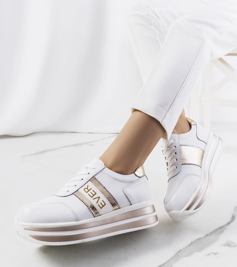 Bílé zlaté kožené tenisky Teresin